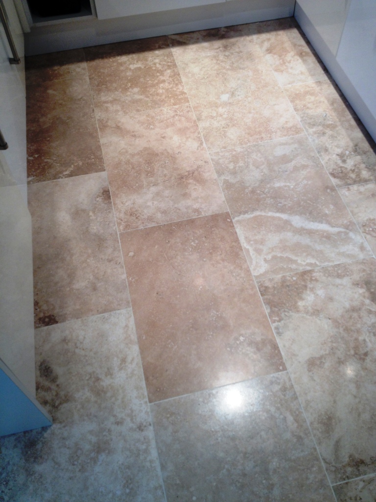 Travertine Floor After Burnishing in Hampton