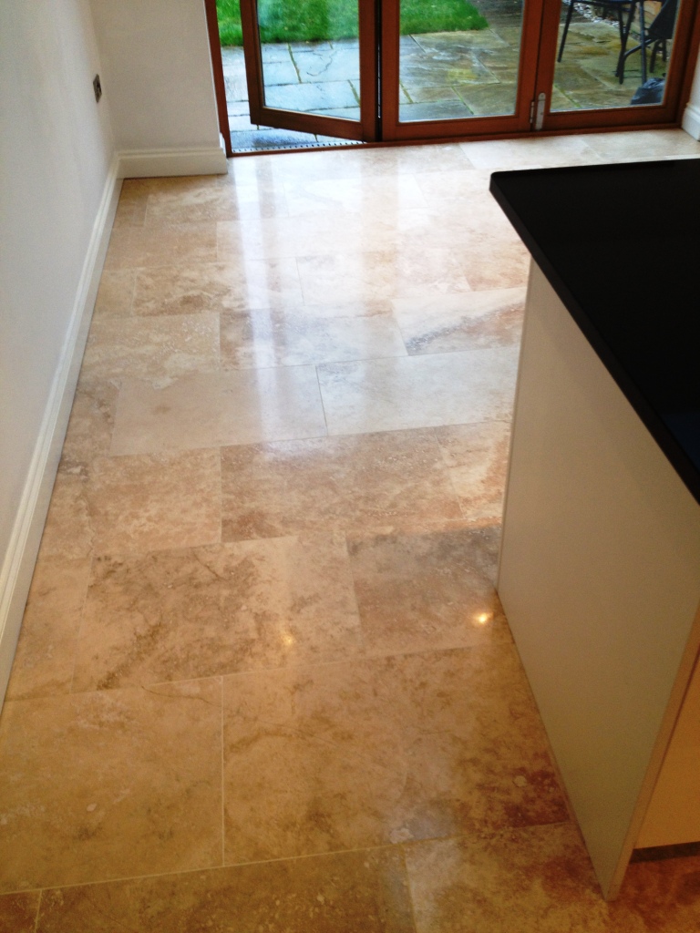 Travertine Floor After Burnishing in Hampton