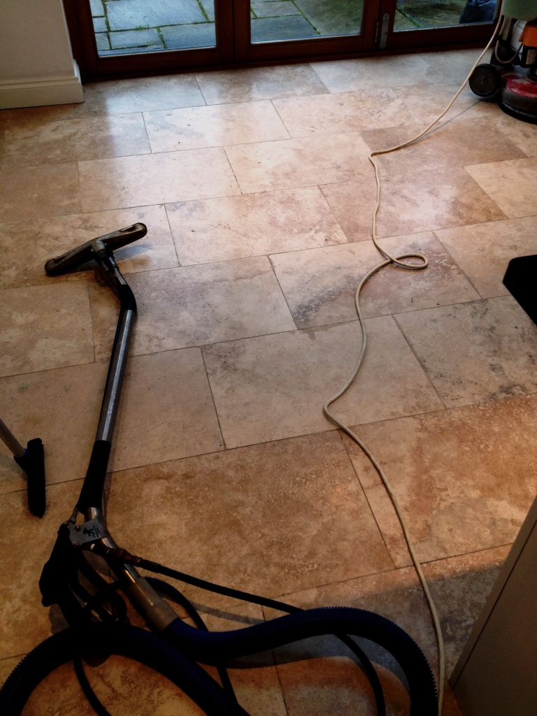 Travertine Floor Before Burnishing in Hampton