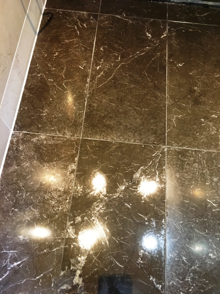 Tiled Marble Shower Floor Before Cleaning Twickenham