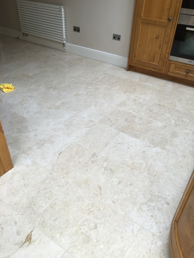 Tumbled Marble floor in Twickenham After Cleaning