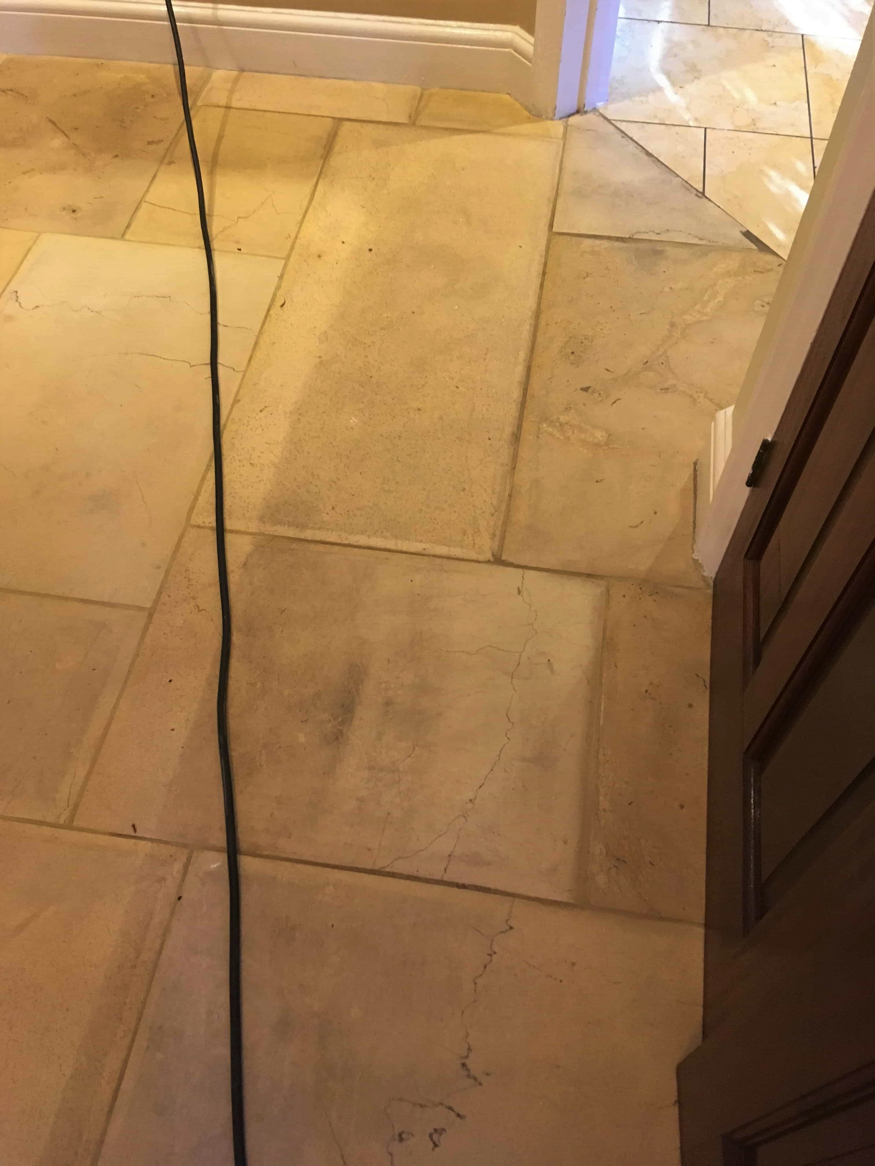 Limestone Tiled Hallway Before Cleaning Twickenham
