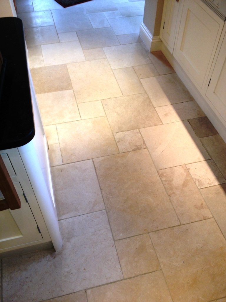 Limestone Kitchen floor cleaned in Hampton After