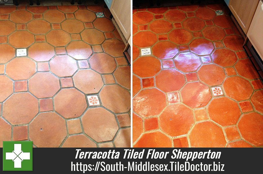 Terracotta Tiled Floor Maintained in Shepperton, Middlesex