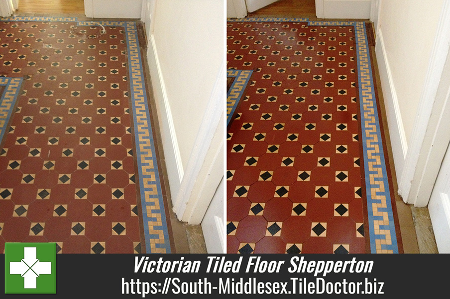 Victorian Tiled Floor Maintained in Shepperton, Middlesex