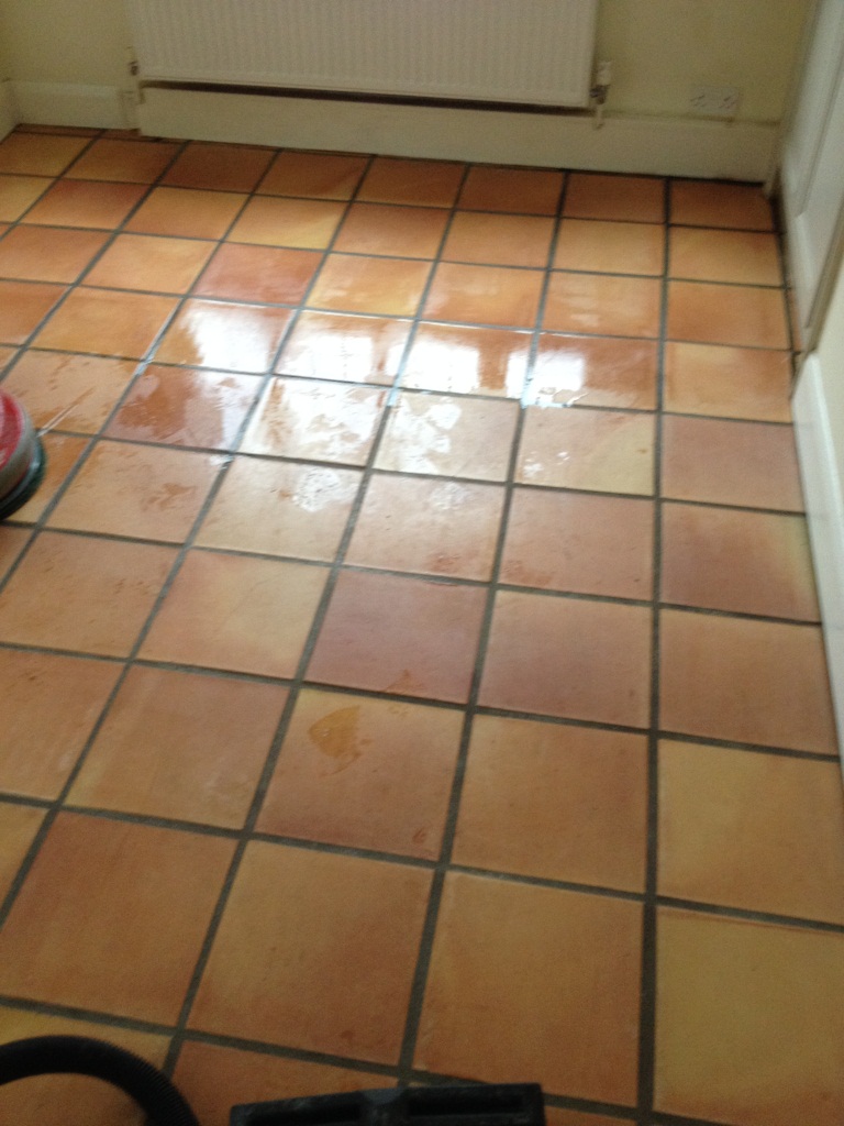 Terracotta Kitchen Floor Twickenham During Cleaning