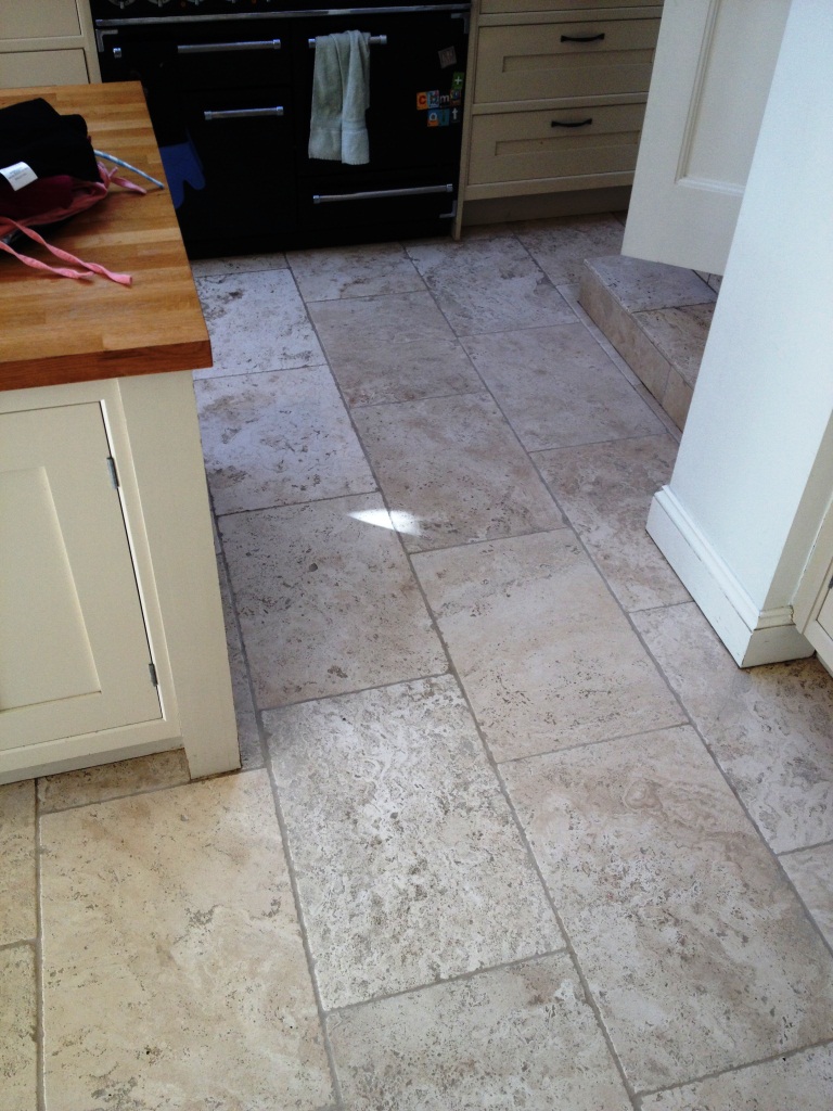 Tumbled Travertine After Cleaning in Teddington