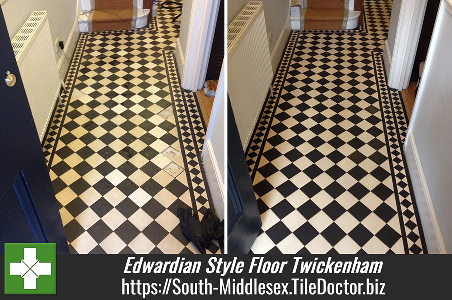 Edwardian Style Floor Cleaned and Repaired in Twickenham, Middlesex