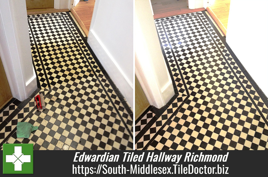 Edwardian Tiled Hallway Cleaned and Sealed in Richmond