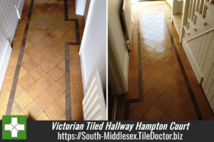 Victorian Tiled Hallway Floor Stripped and Sealed in Hampton Court