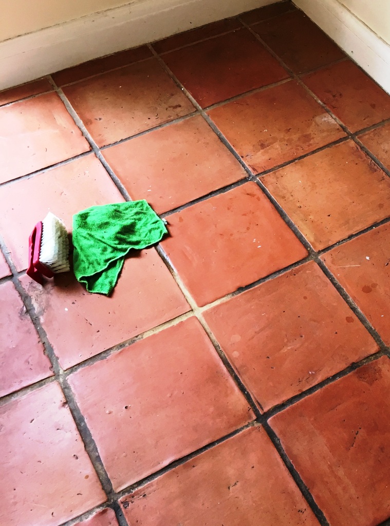 Terracotta Floor Deep Clean During Grout Scrubbing in Twickenham