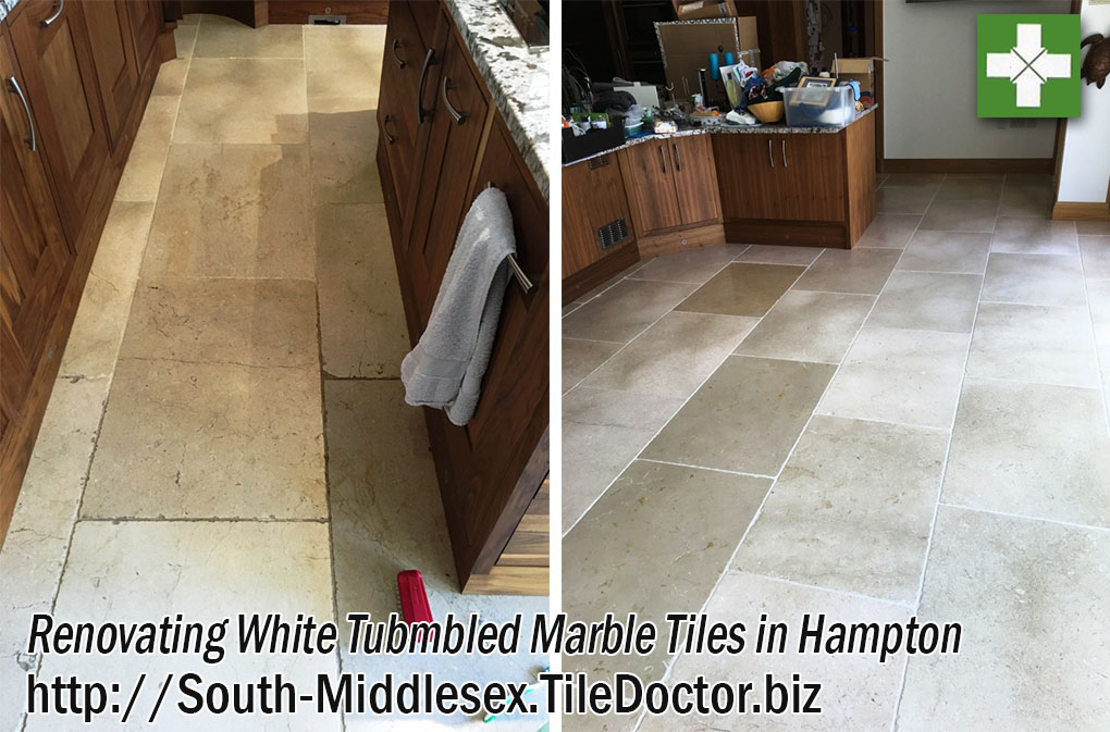 Renovating White Tubmbled Marble Tiles in Hampton