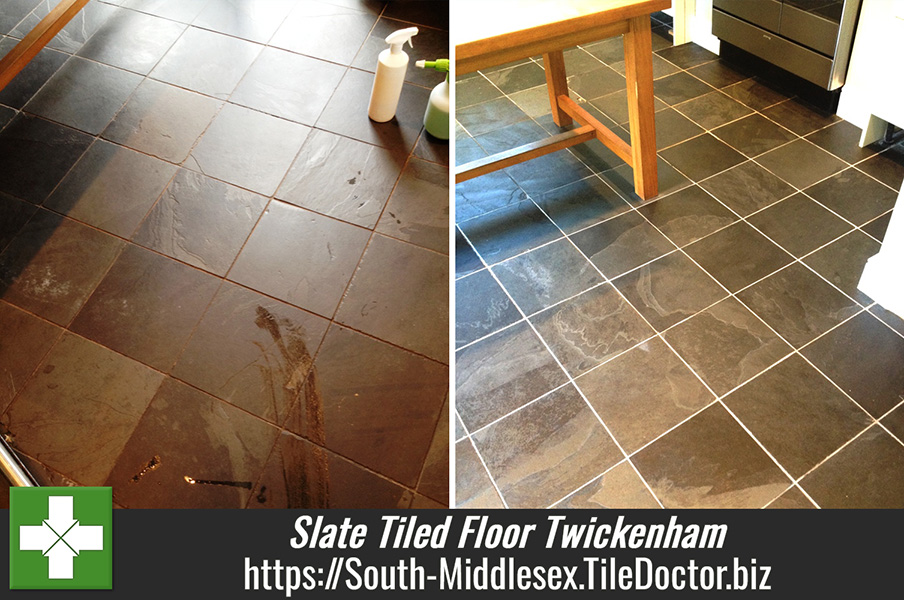 Lustre Restored on a Dull Slate Tiled Floor in Twickenham