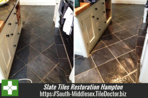 Slate Tiles Cleaned and Sealed to Restore Condition and Lustre in Hampton