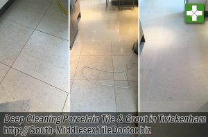 Porcelain Tiled Kitchen Floor Before and After Cleaning Twickenham