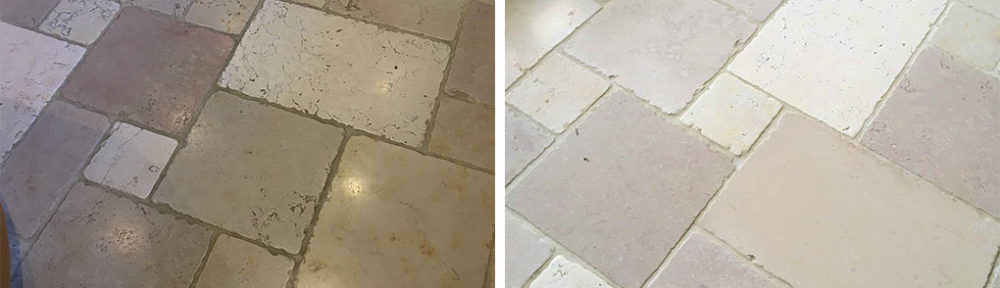 Limestone Tiled Floor Cleaned and Sealed in Bushy Park Teddington