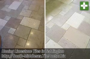 Limestone Tiled Kitchen Floor Before After Cleaning Teddington