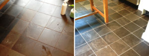 Slate Floor Before After Cleaning in Twickenham