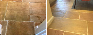 Slate Kitchen floor Before After Cleaining Sunbury on Thames