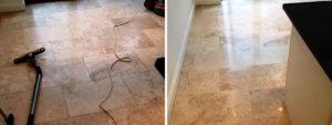 Travertine Floor Before After Cleaning in Hampton