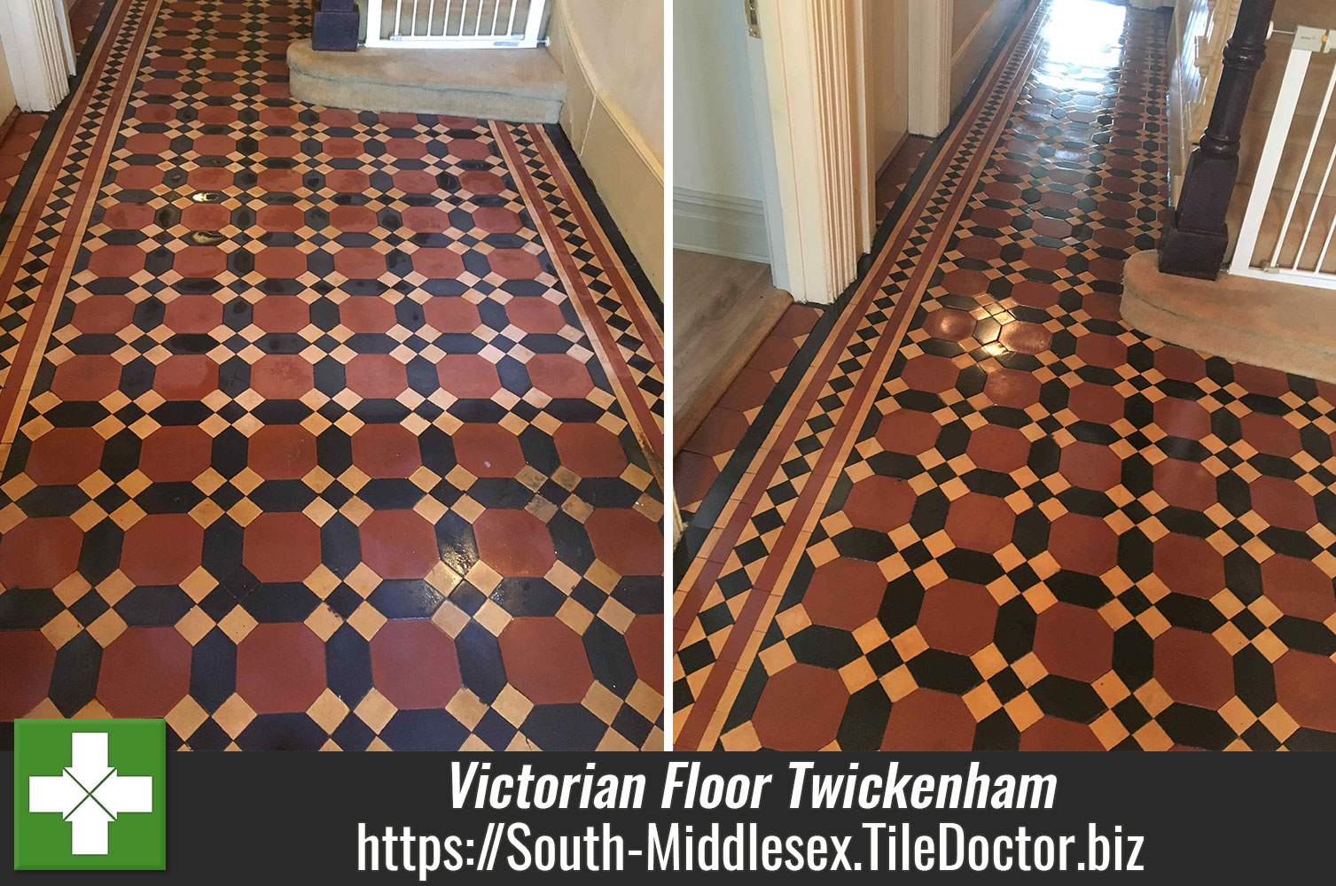 Clean and Seal of a Victorian Tiled Hallway in Twickenham